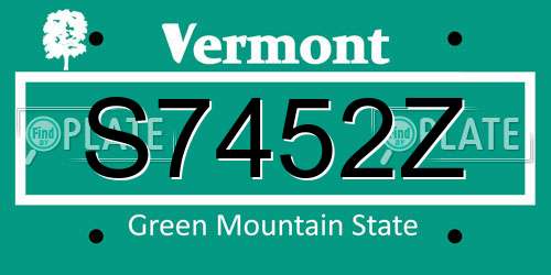 S7452Z Vermont License Plate
