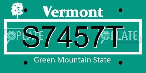 S7457T Vermont License Plate