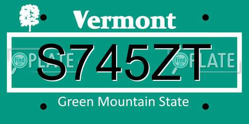 S745ZT Vermont License Plate