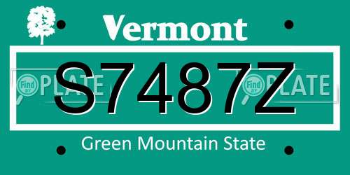 S7487Z Vermont License Plate