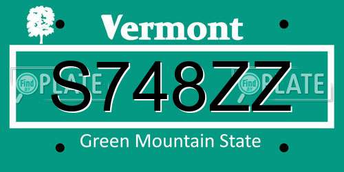 S748ZZ Vermont License Plate