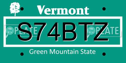 S74BTZ Vermont License Plate