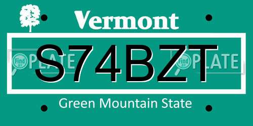 S74BZT Vermont License Plate