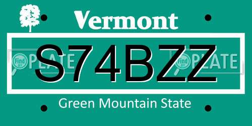 S74BZZ Vermont License Plate