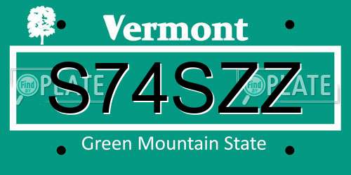 S74SZZ Vermont License Plate