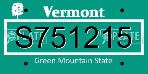 S751215 Vermont License Plate
