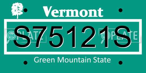 S75121S Vermont License Plate