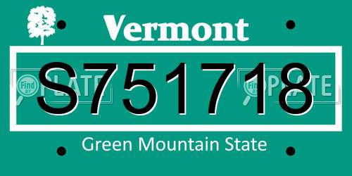 S751718 Vermont License Plate