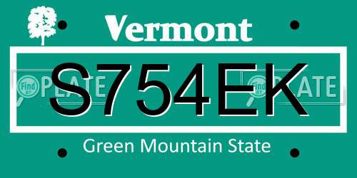 S754EK Vermont License Plate