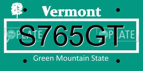 S765GT Vermont License Plate
