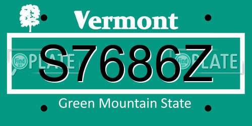 S7686Z Vermont License Plate