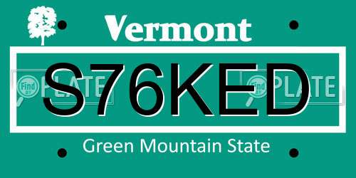 S76KED Vermont License Plate