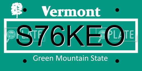 S76KEO Vermont License Plate