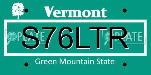 S76LTR Vermont License Plate