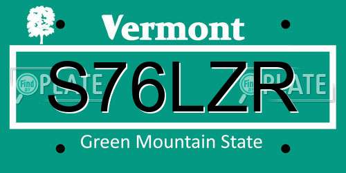 S76LZR Vermont License Plate