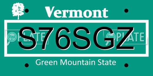 S76SGZ Vermont License Plate