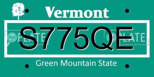 S775QE Vermont License Plate