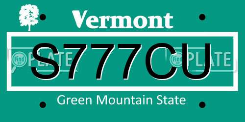 S777CU Vermont License Plate