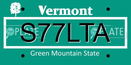 S77LTA Vermont License Plate