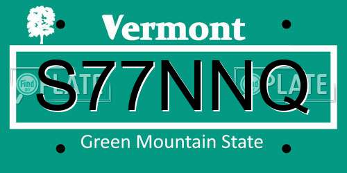 S77NNQ Vermont License Plate