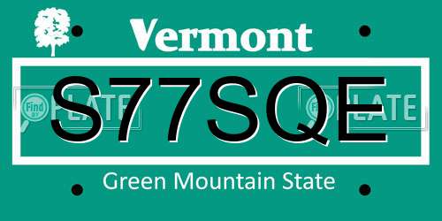 S77SQE Vermont License Plate