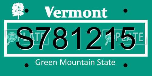 S781215 Vermont License Plate