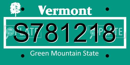 S781218 Vermont License Plate