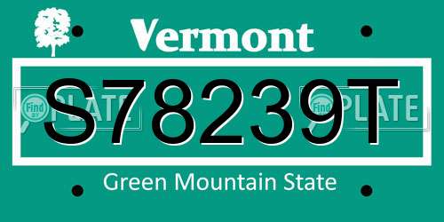 S78239T Vermont License Plate