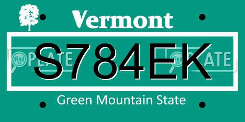 S784EK Vermont License Plate