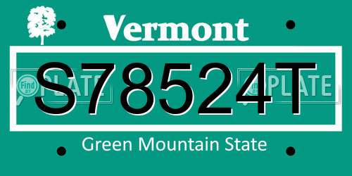 S78524T Vermont License Plate