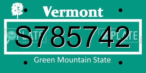 S785742 Vermont License Plate
