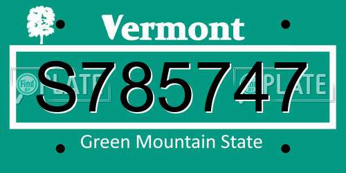 S785747 Vermont License Plate