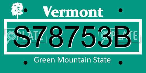 S78753B Vermont License Plate
