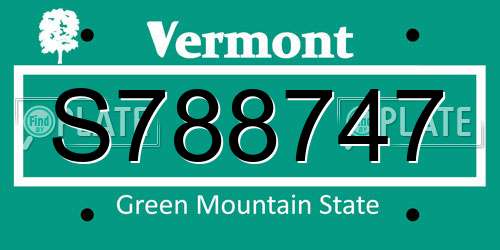 S788747 Vermont License Plate
