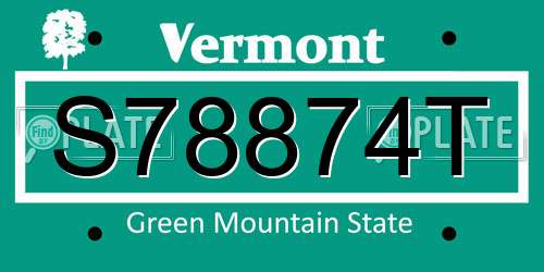 S78874T Vermont License Plate