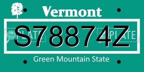 S78874Z Vermont License Plate