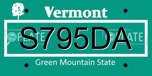 S795DA Vermont License Plate