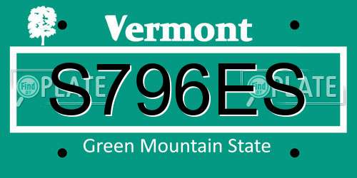 S796ES Vermont License Plate