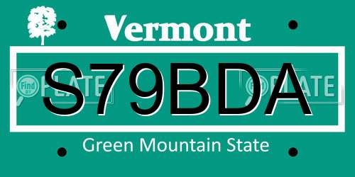 S79BDA Vermont License Plate
