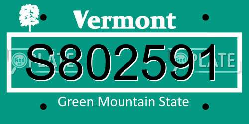 S802591 Vermont License Plate