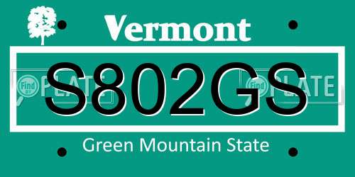 S802GS Vermont License Plate