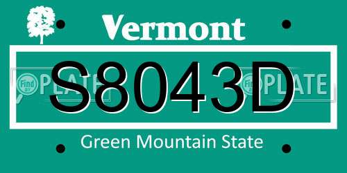 S8043D Vermont License Plate
