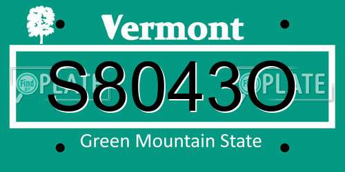 S8043O Vermont License Plate