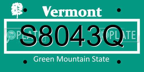 S8043Q Vermont License Plate