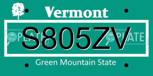 S805ZV Vermont License Plate