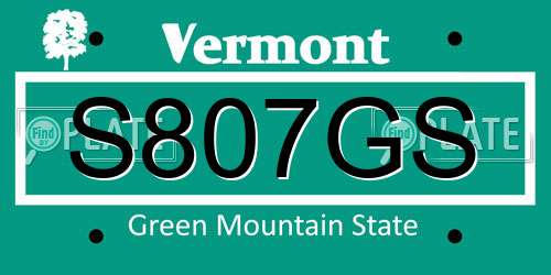 S807GS Vermont License Plate