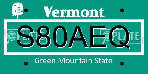 S80AEQ Vermont License Plate