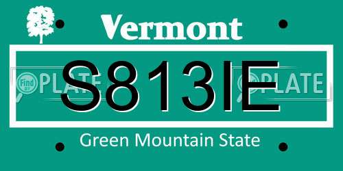 S813IE Vermont License Plate