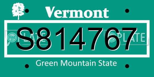 S814767 Vermont License Plate