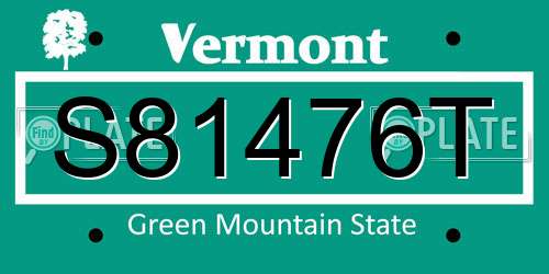 S81476T Vermont License Plate